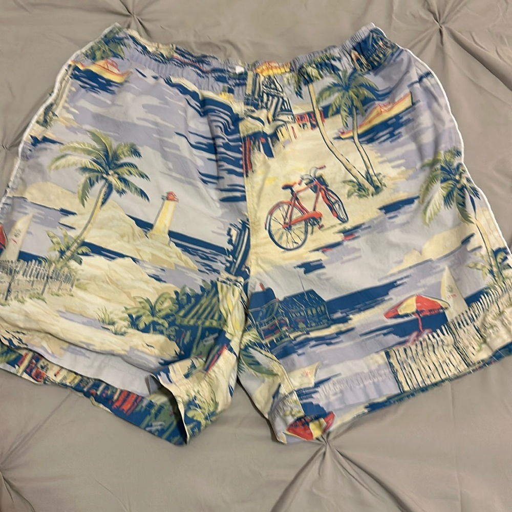 Nautica Swim novelty print pastels swim trunks pink blue